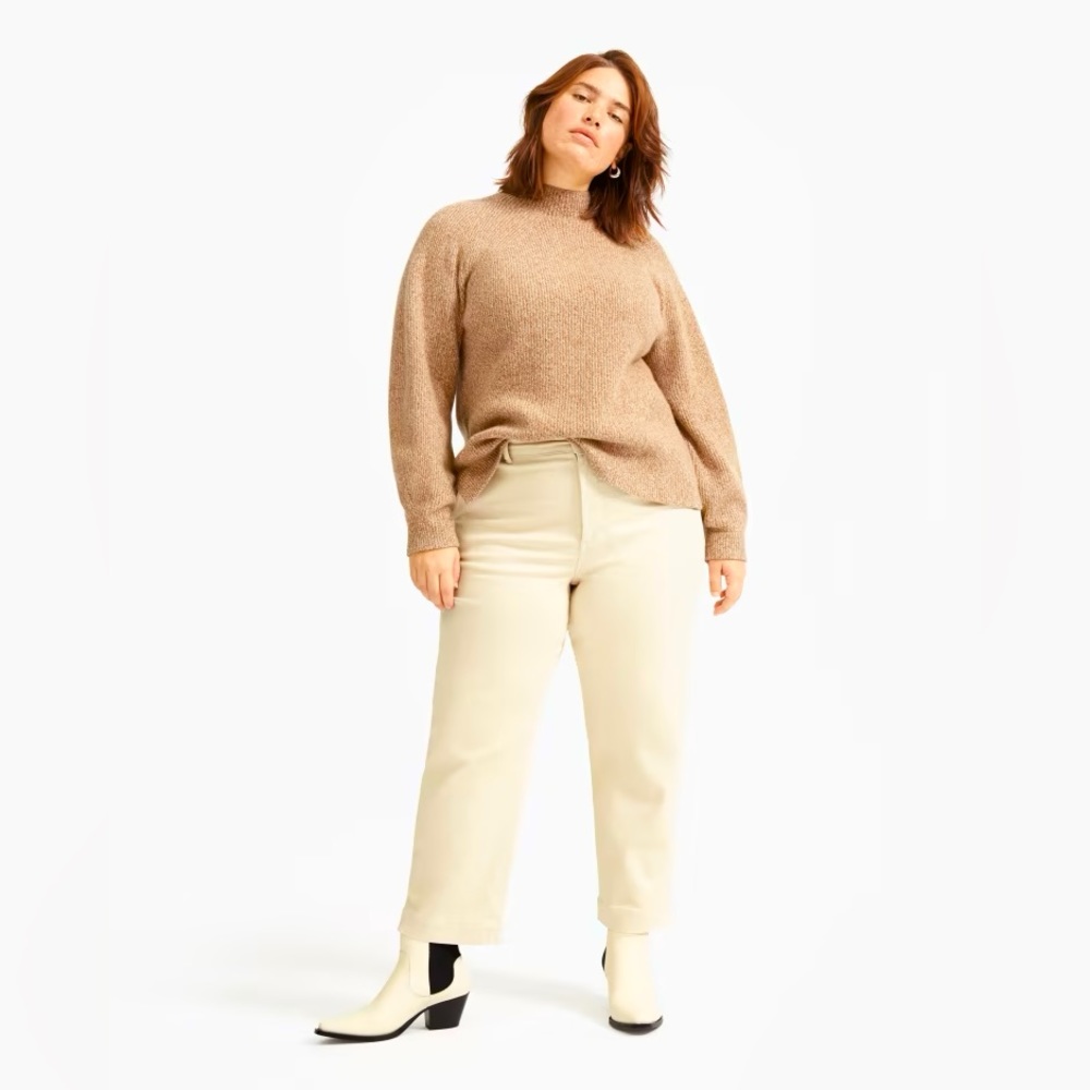 Everlane straight-leg cropped cotton pants size00 sandstone
